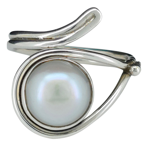 Pearl Sterling Silver Adjustable Ring