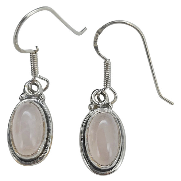 Rose Quartz Sterling Silver Dangle Earrings