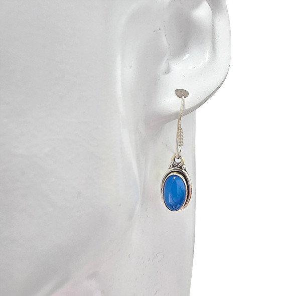 Blue Chalcedony Sterling Silver Dangle Earrings