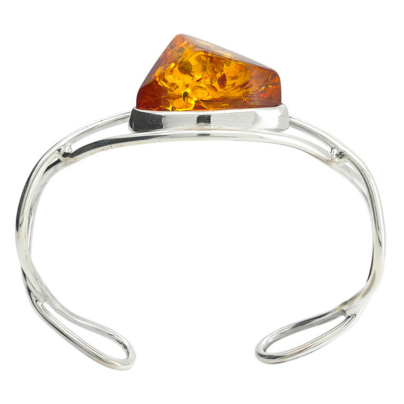 Cognac Amber Sterling Silver Cuff Bracelet