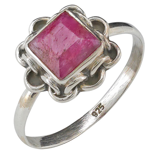 Faceted Composite Ruby Sterling Silver Ring