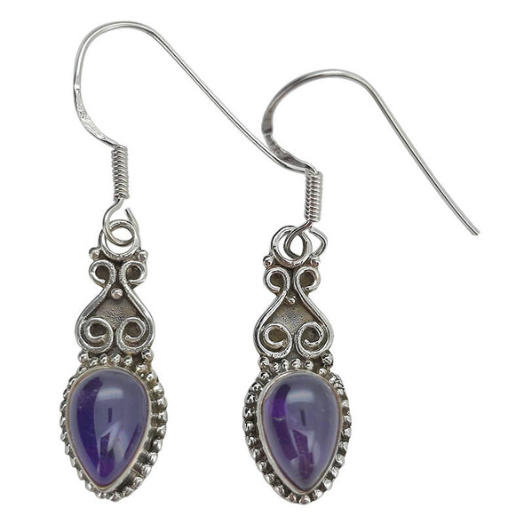 Amethyst Sterling Silver Earrings On Hooks