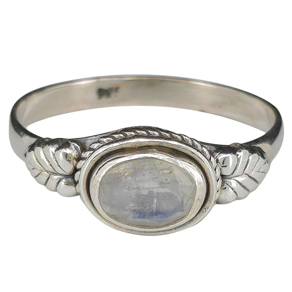Faceted Moonstone Sterling Silver Ring