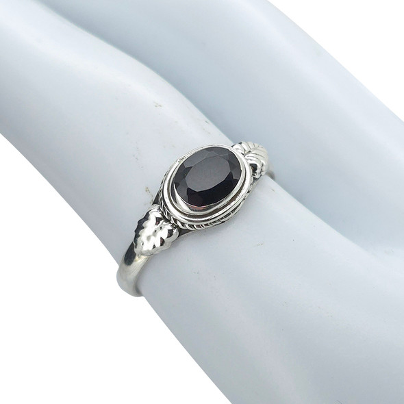 Faceted Black Onyx Sterling Silver Ring