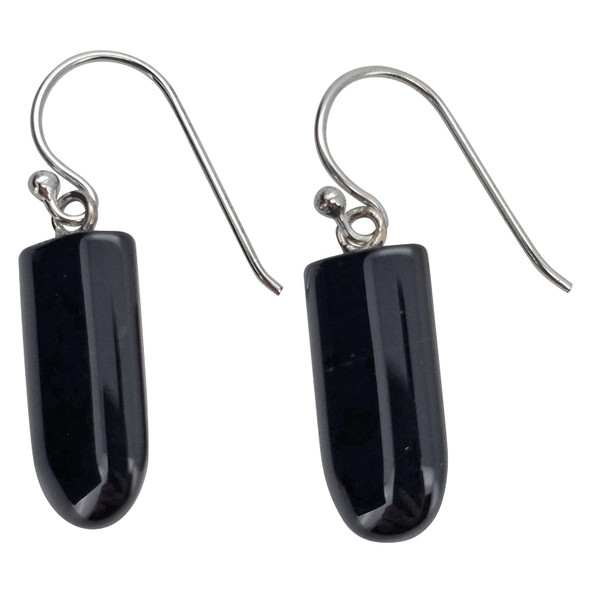 Black Onyx Sterling Silver Hook Earrings