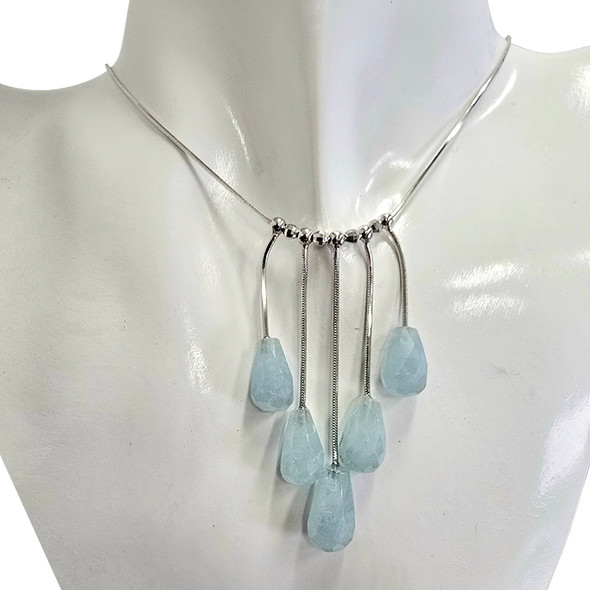 Faceted Aquamarine Sterling Silver Necklace