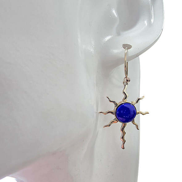 Lapis Sterling Silver Sun Hook Earrings