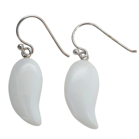 White Onyx Sterling Silver Hook Earrings