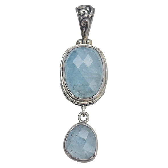 Faceted Aquamarine Sterling Silver Pendant