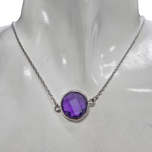 Faceted Amethyst Sterling Silver Necklace