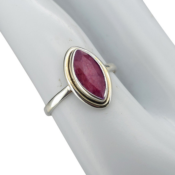Faceted Composite Ruby Sterling Silver Ring