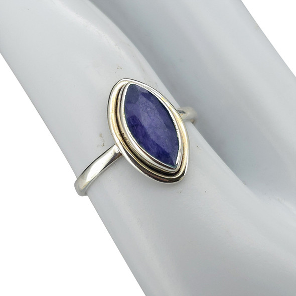Faceted Composite Sapphire Sterling Silver Ring