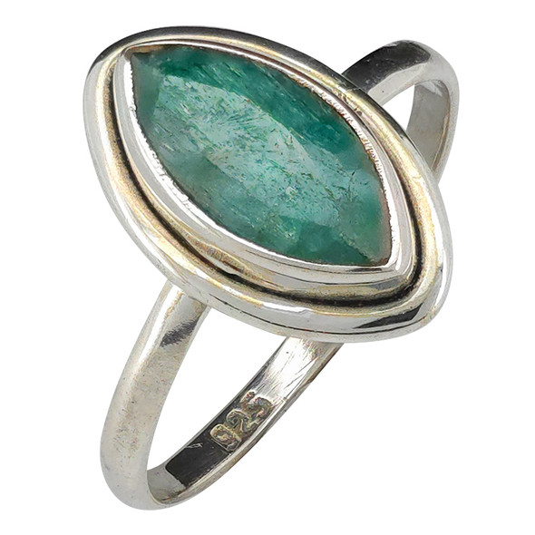 Faceted Composite Emerald Sterling Silver Ring