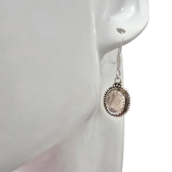 Rose Quartz Sterling Silver Hook Earrings