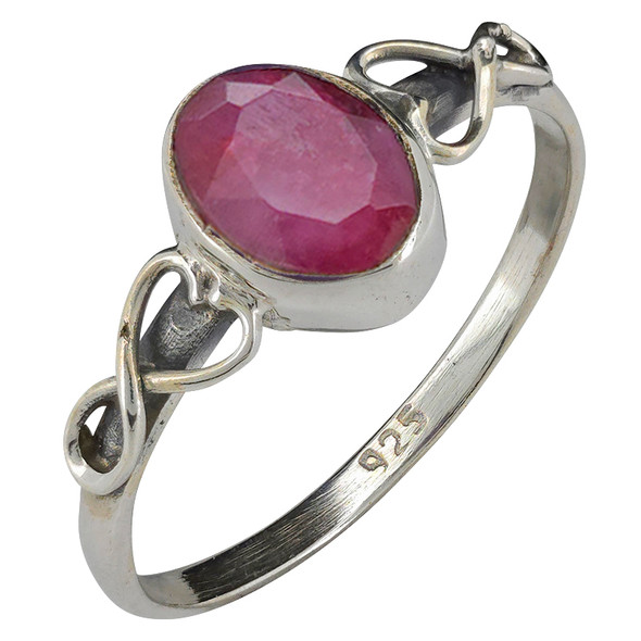 Faceted Composite Ruby Sterling Silver Ring
