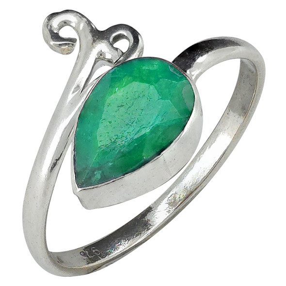 Faceted Composite Emerald Sterling Silver Ring