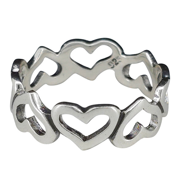 Sterling Silver Hearts Ring