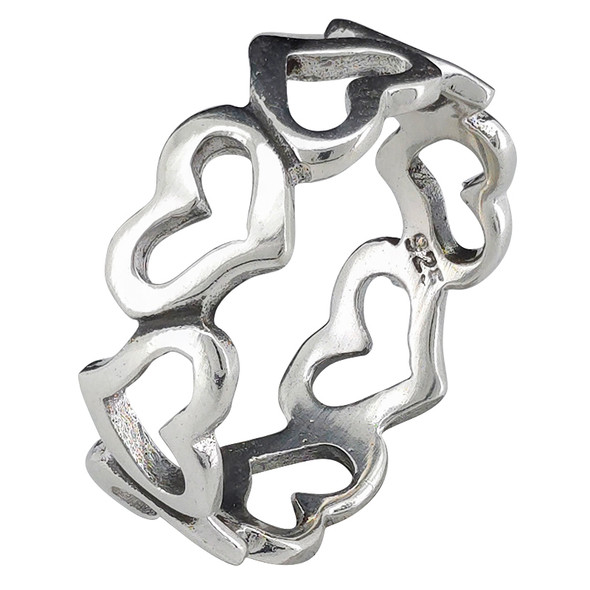 Sterling Silver Hearts Ring