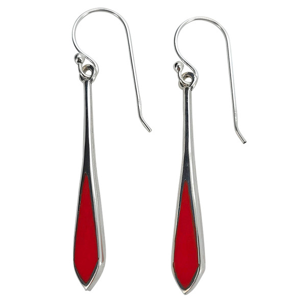 Coral Sterling Silver Hook Dangle Earrings