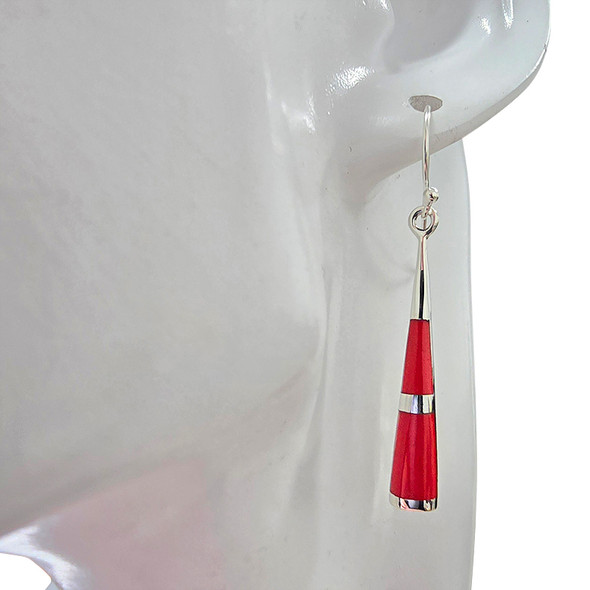 Coral Sterling Silver Hook Earrings