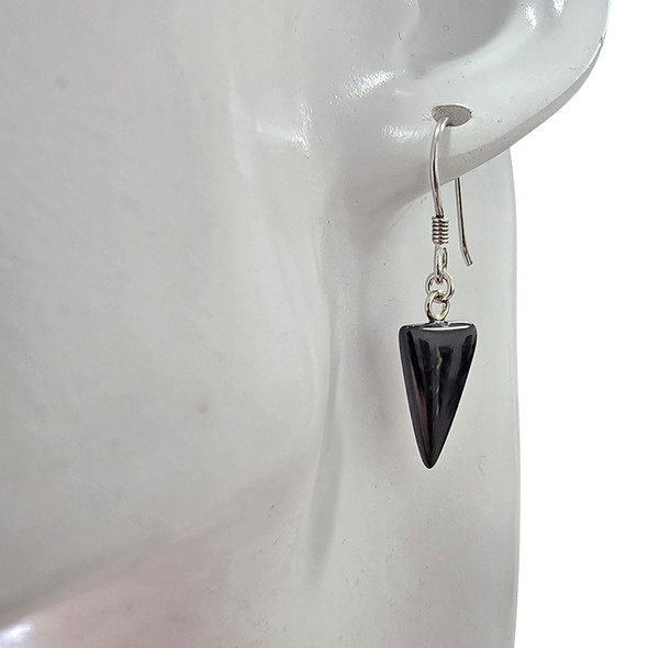 Black Agate Sterling Silver Hook Earrings