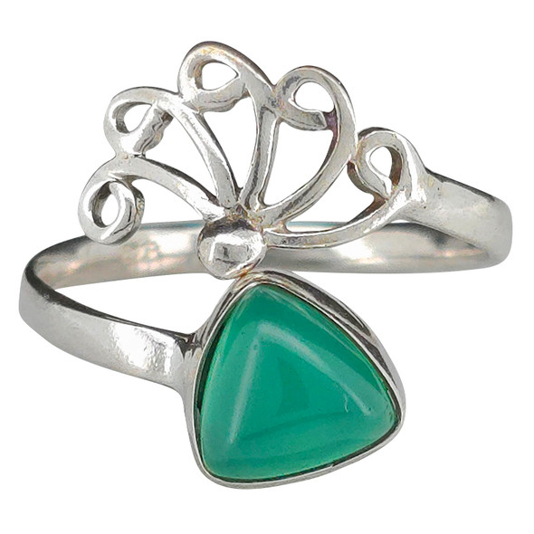 Green Onyx Sterling Silver Adjustable  Ring