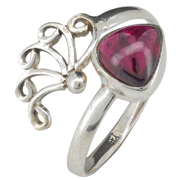 Garnet Sterling Silver Adjustable Ring