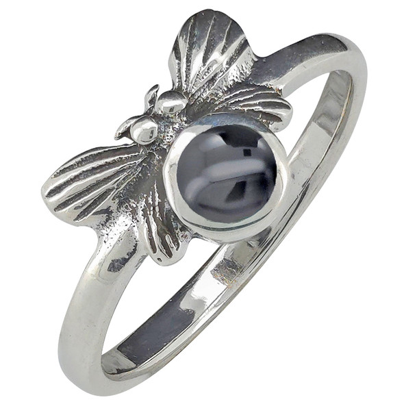 Black Onyx Sterling Silver Butterfly Ring