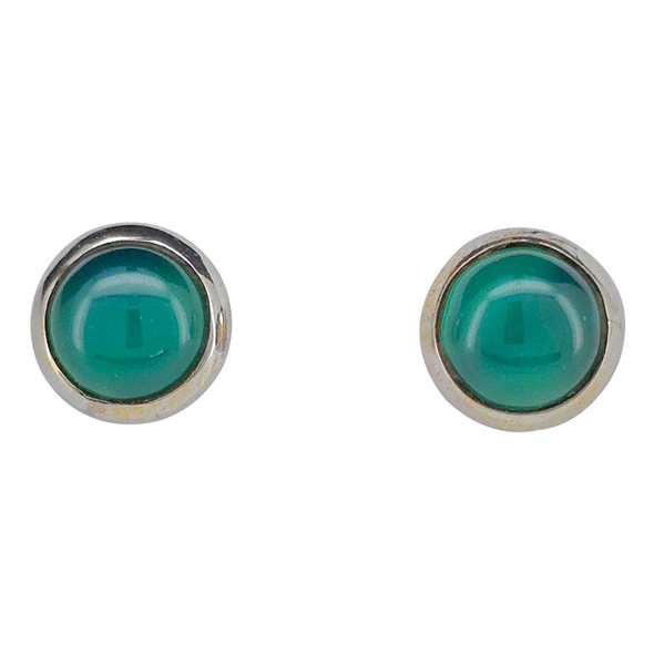 Green Onyx Sterling Silver Stud Earrings