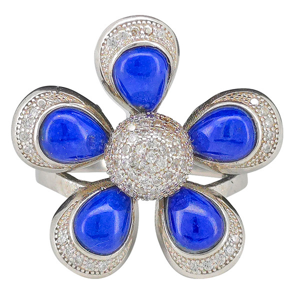 Lapis Sterling Silver Flower Ring