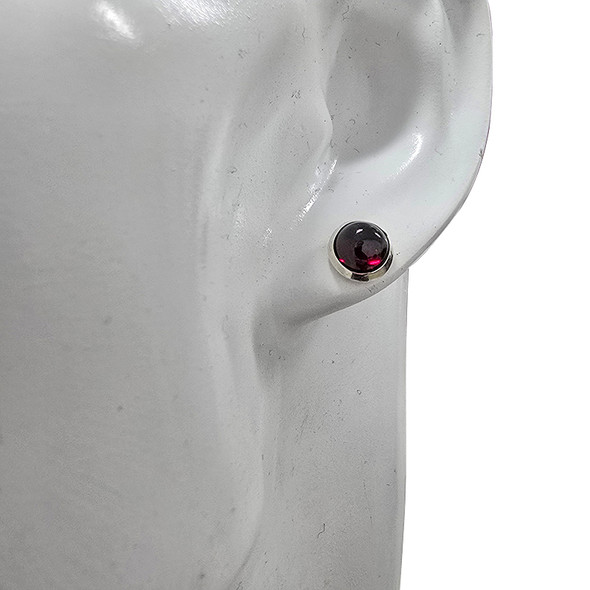 Garnet Sterling Silver Stud Earrings