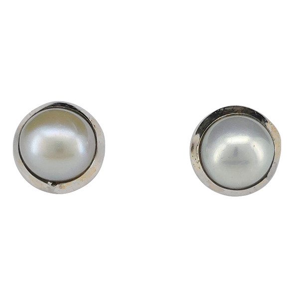 Pearl Sterling Silver Stud Earrings