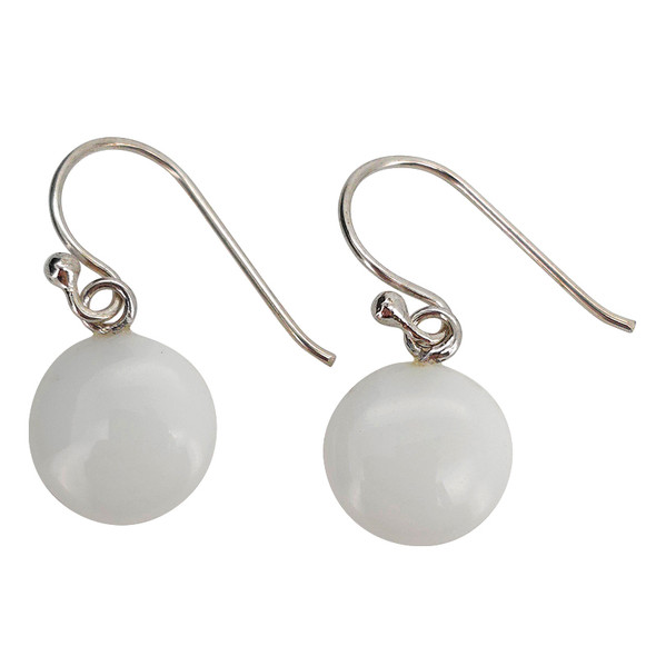 White Agate Sterling Silver Hook Earrings