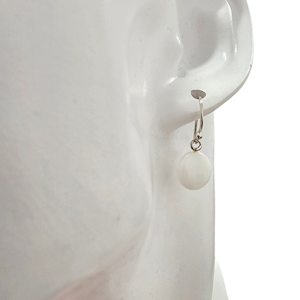 White Agate Sterling Silver Hook Earrings