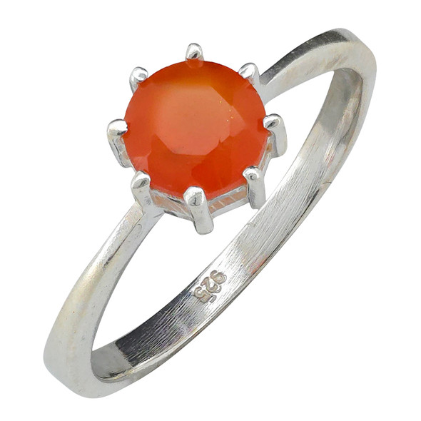 Faceted Red Onyx Sterling Silver Ring