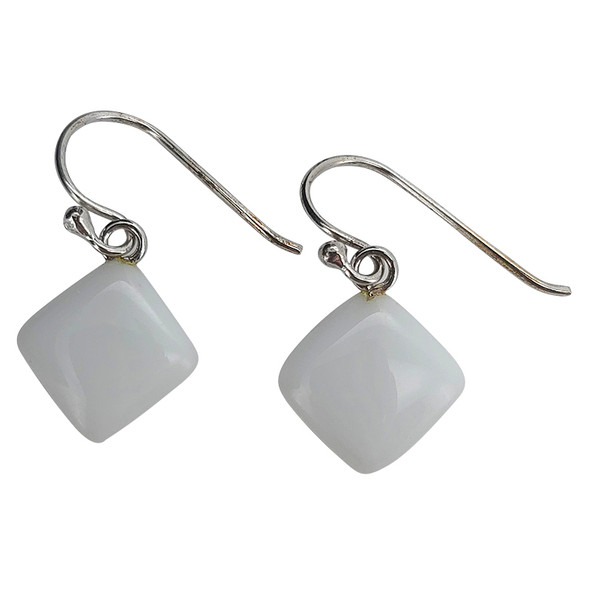 White Onyx Sterling Silver Hook Earrings