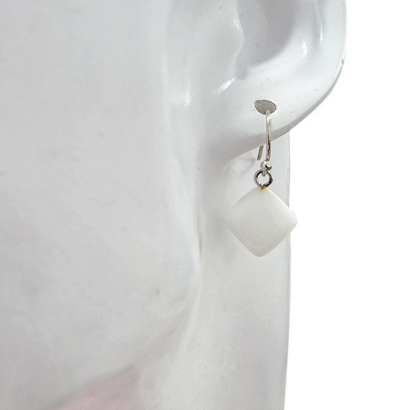 White Onyx Sterling Silver Hook Earrings