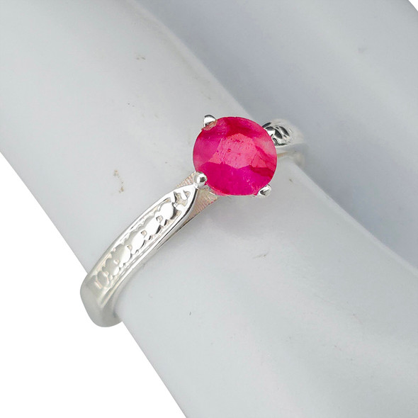Faceted Composite Ruby Sterling Silver Ring