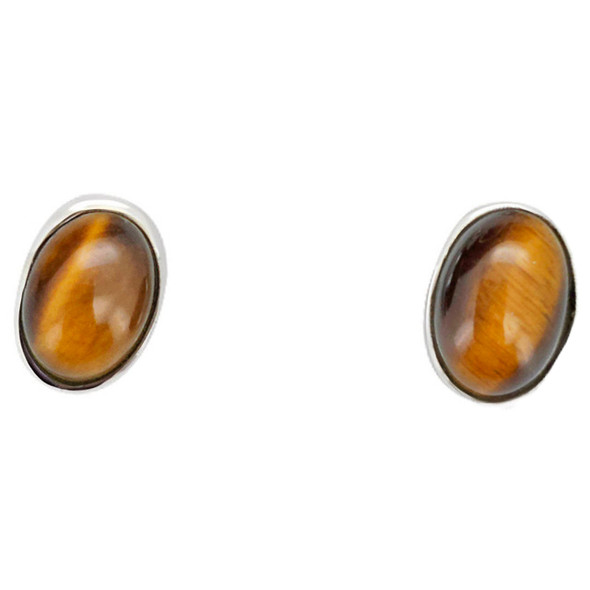Tiger Eye Sterling Silver Stud Earrings