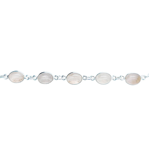 Rose Quartz Sterling Silver Link Bracelet