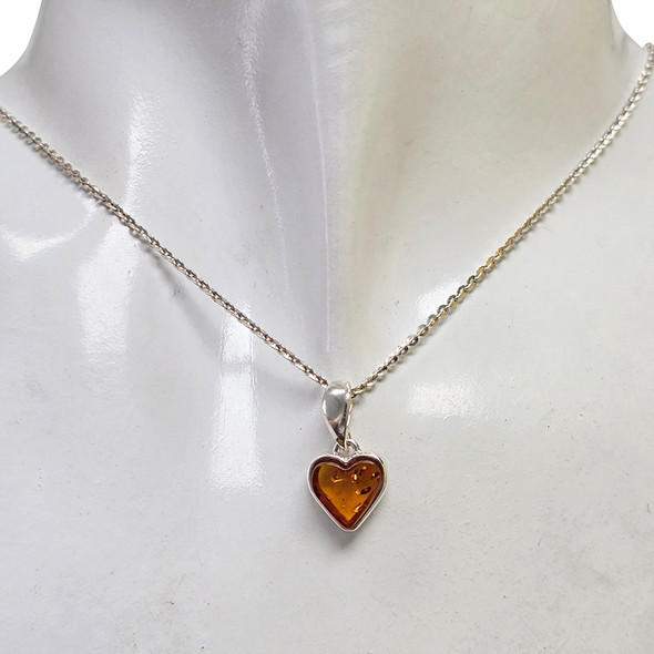 Amber Sterling Silver Heart Pendant