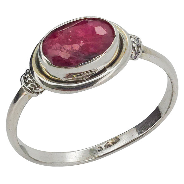 Faceted Composite Ruby Sterling Silver Ring