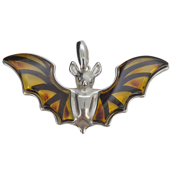 Cameo Amber Sterling Silver Bat Pendant
