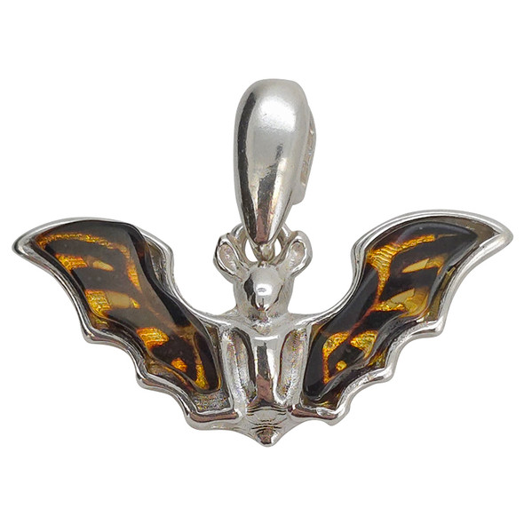 Cameo Amber Sterling Silver Bat Pendant