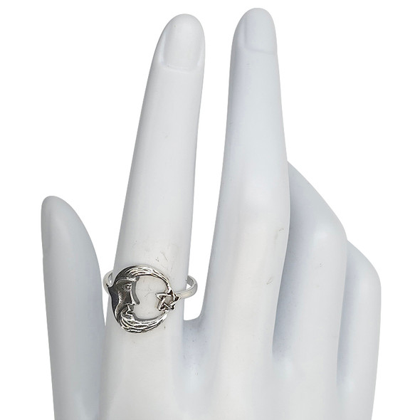 Moon/Star Sterling Silver Ring