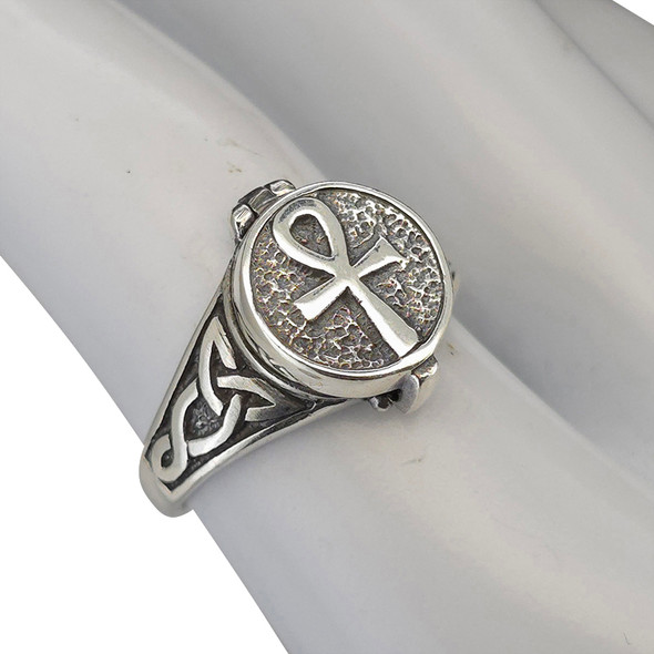 Ankh Sterling Silver Locket Ring