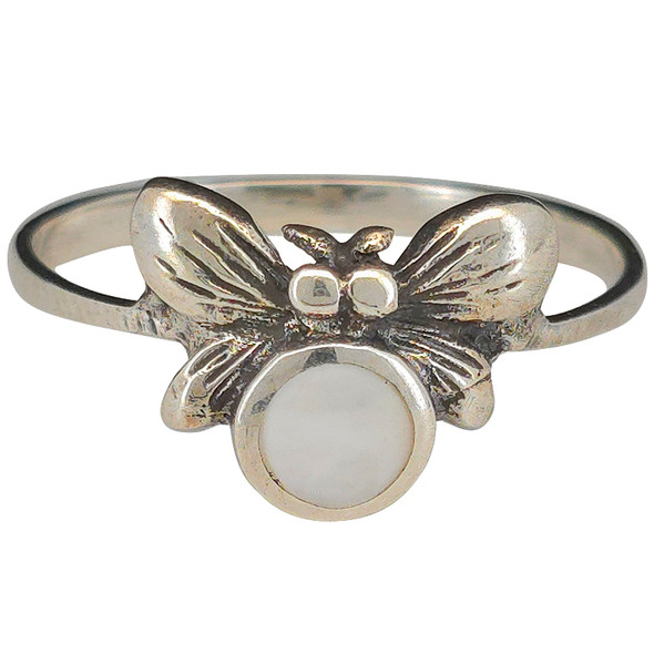 Mother-of-Pearl Sterling Silver Butterfly Ring