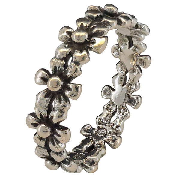Sterling Silver Flower Band Ring