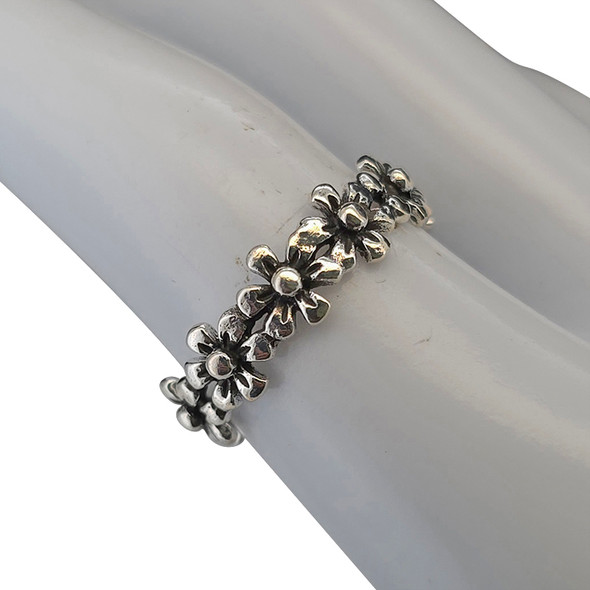 Sterling Silver Flower Band Ring