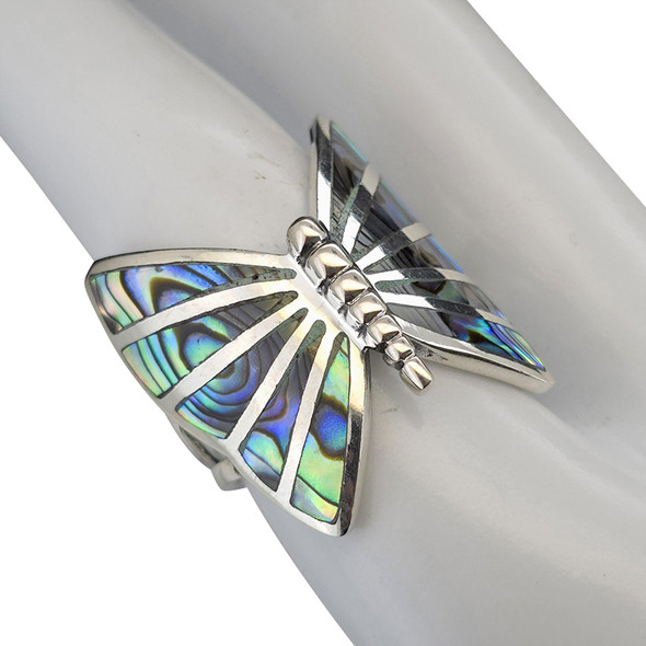 Abalone Sterling Silver Butterfly Ring